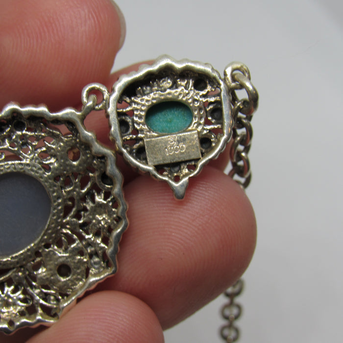 Nicky Butler Sterling 925 Multi Stone Turquoise Druzy Quartz Necklace - 20 in