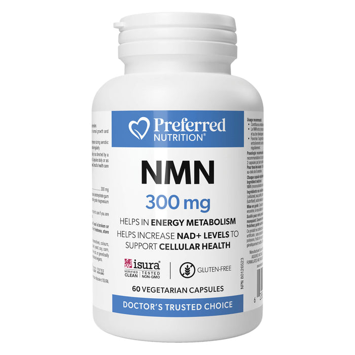 Bottle of Preferred Nutrition NMN 300mg 60 Vegetarian Capsules