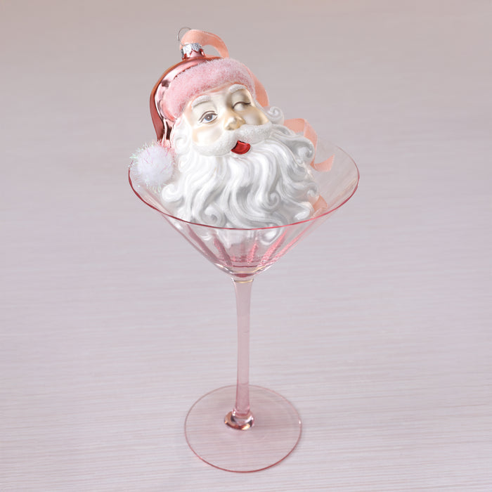 Nostalgic Santa Head Glass Ornament