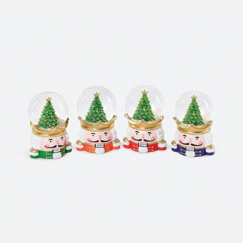 Nutcracker Tree Resin/Glass Water Globe, Set of 4 Assorted