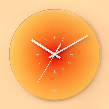 Orange Sunset Line Wall Clock