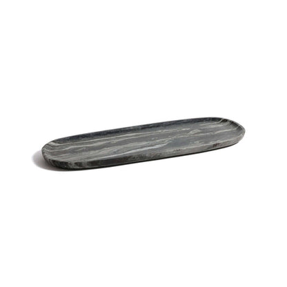 Oval Marble Serving Tray - Black Panda Marble