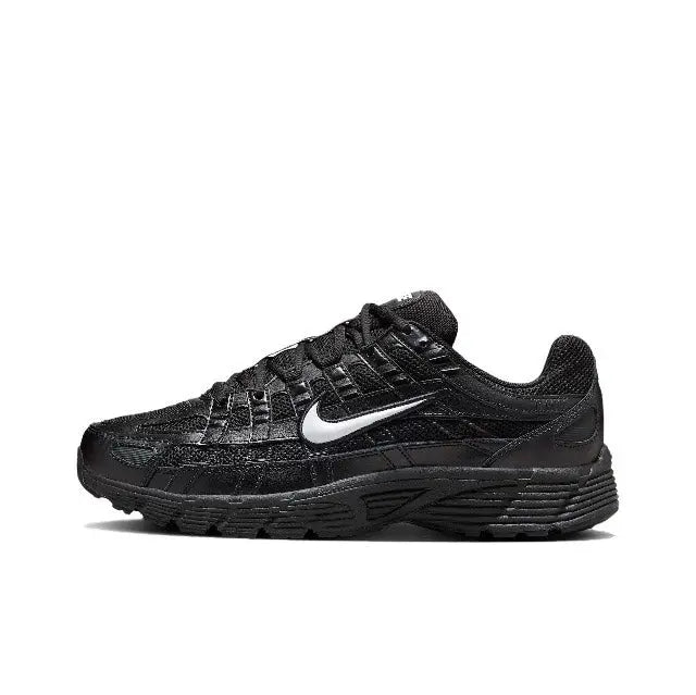 Black Nike P-6000 Premium sneaker side view with Swoosh and chunky midsole