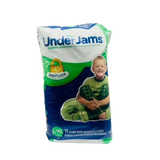 Pampers UnderJams boys' bedtime underwear L/XL pack with child illustration, 11 count