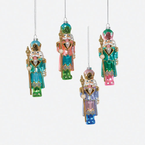 Pastel Nutcracker Glass Ornament, Set of 4 Assorted