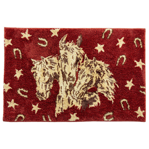 Patchwork Bandana Red Horses Jacquard Bath & Kitchen Rug Bath or Kitchen Rug