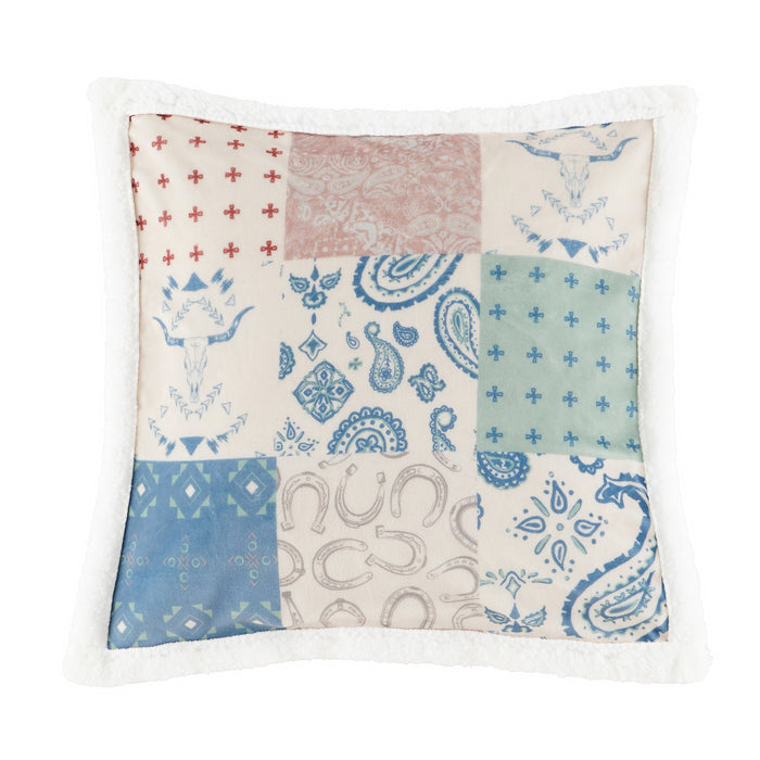 Patchwork Paisley Campfire Sherpa Pillow Pillow