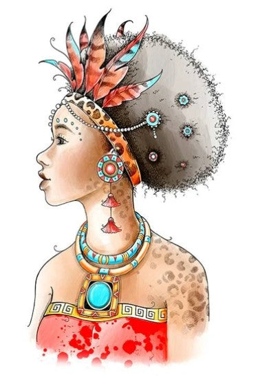 Pink Ink Designs - A5 Clear Stamp Set - African Queen. From the Women of the World series this is a beautifully hand drawn image that is an enchanting, hand drawn, woman captures the beauty of the African Continent. This beauty will lure you to the craft-room again and again. She comes with additional elements for you to add to your projects. Available at Embellish Away located in Bowmanville Ontario Canada.