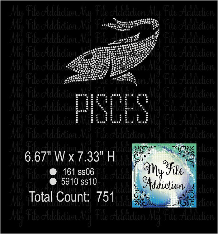 Pisces Zodiac Rhinestone Digital Download File - My File Addiction