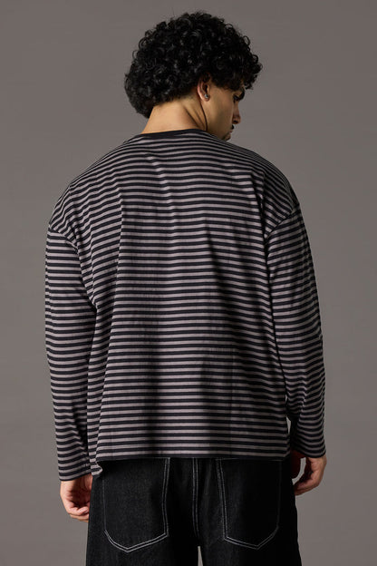 Playboy Striped Boxy Long Sleeve Top