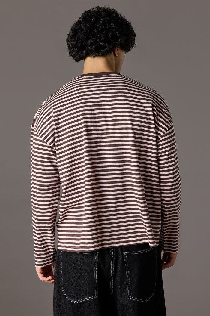 Playboy Striped Boxy Long Sleeve Top