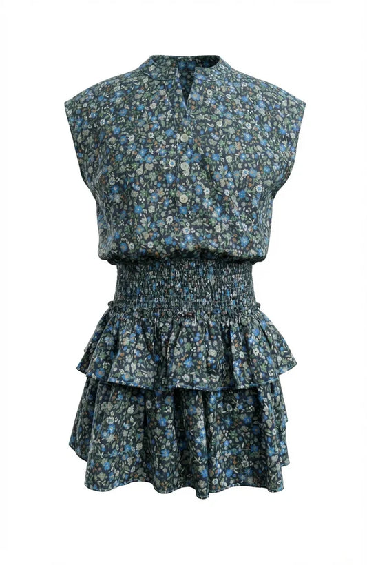 Pleat Drew Sleeveless Dress-Twilight Floral