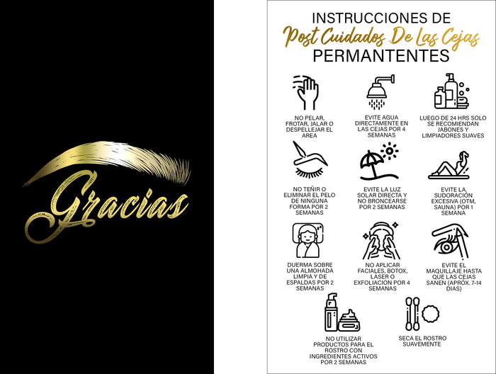 black spanish eyebrow microblading pmu aftercare cards