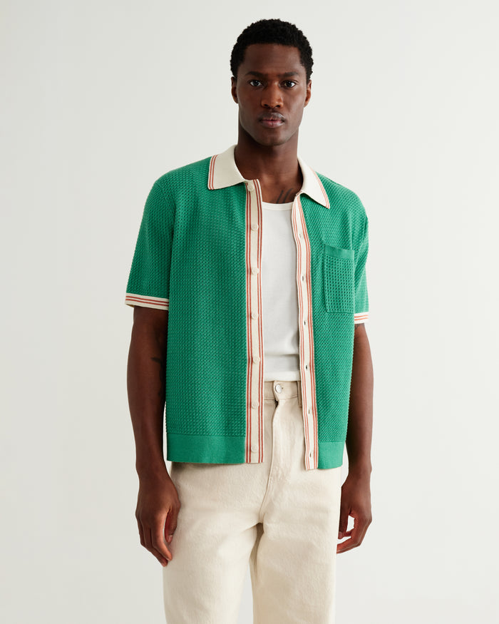Pointelle Green Belle SS Shirt