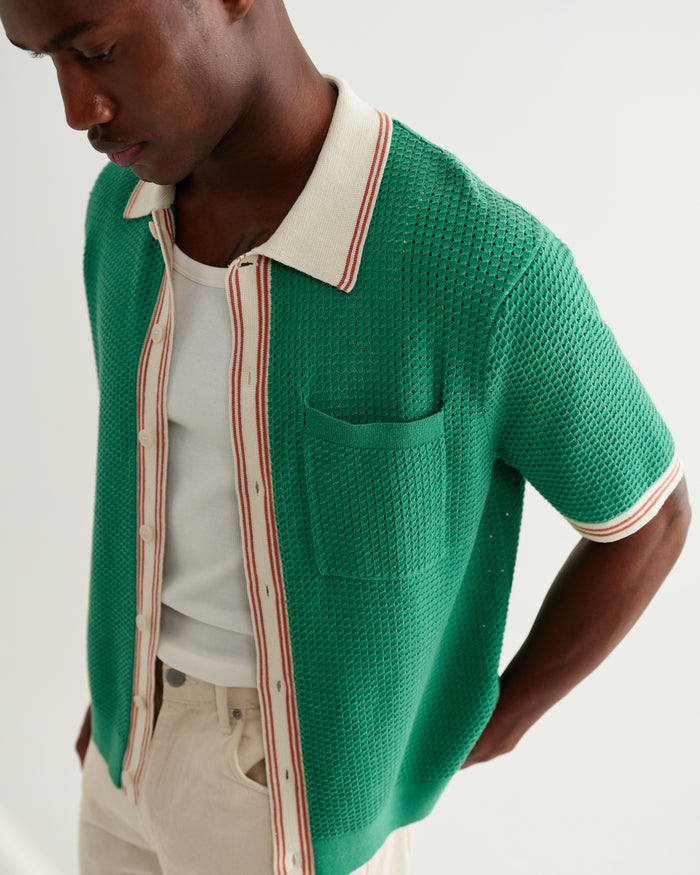Pointelle Green Belle SS Shirt