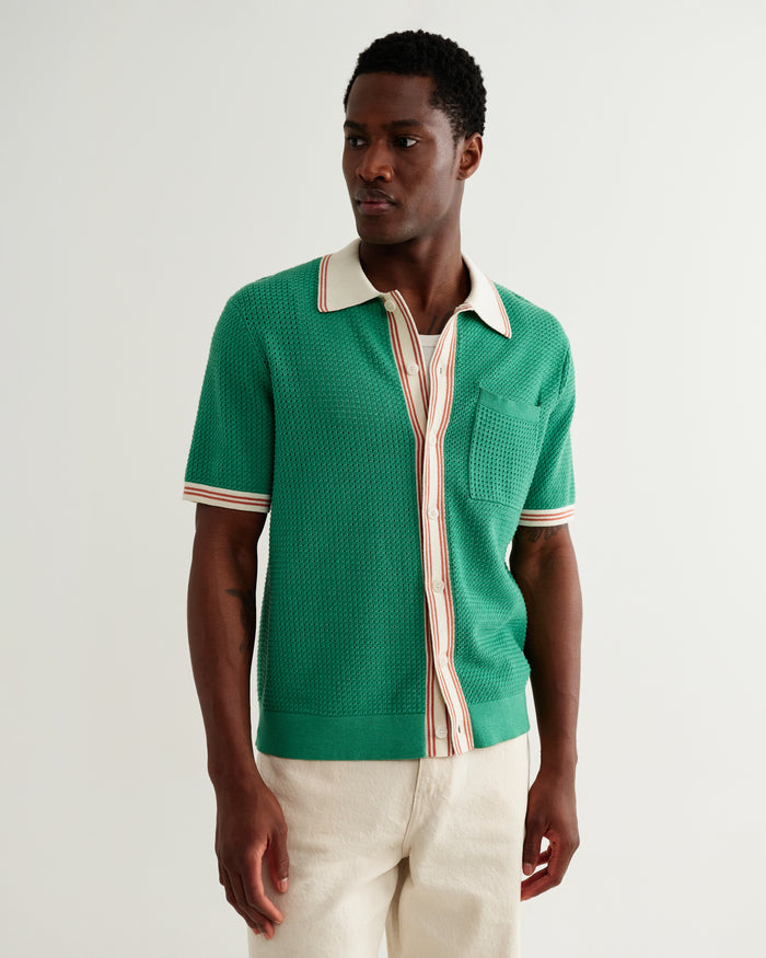 Pointelle Green Belle SS Shirt