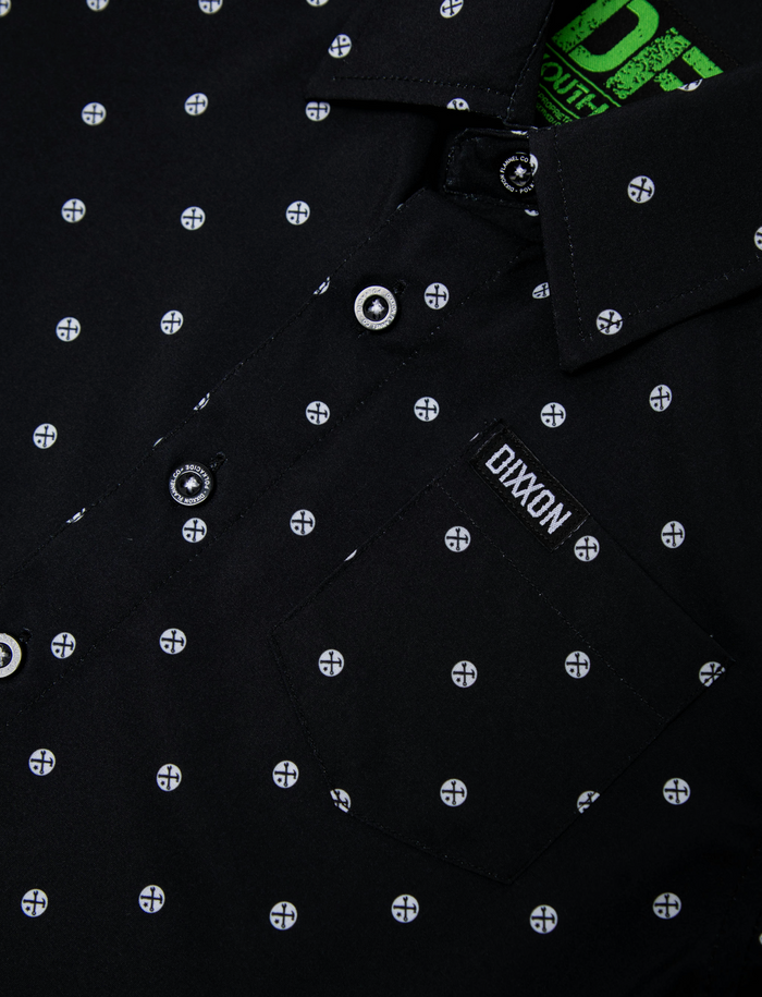 Polkacide Youth Short Sleeve Party Shirt - Black/White