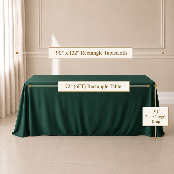 Hunter emerald green tablecloth, 90"x132", seamless finish.