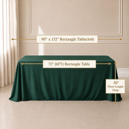 Hunter emerald green tablecloth, 90"x132", seamless finish.