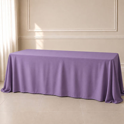 Violet Amethyst seamless rectangle tablecloth 90"x156" on a table.