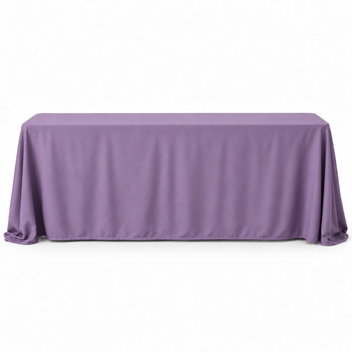 Violet amethyst polyester rectangle tablecloth 90"x156" with seamless finish.