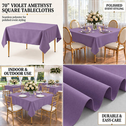Violet Amethyst square tablecloth for elegant dining and events.