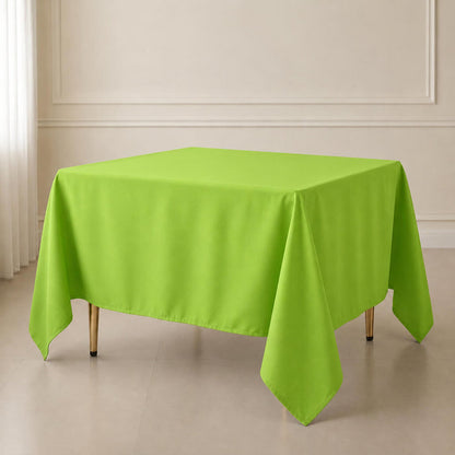 Apple green polyester tablecloth 90"x90" - wrinkle-resistant and durable.