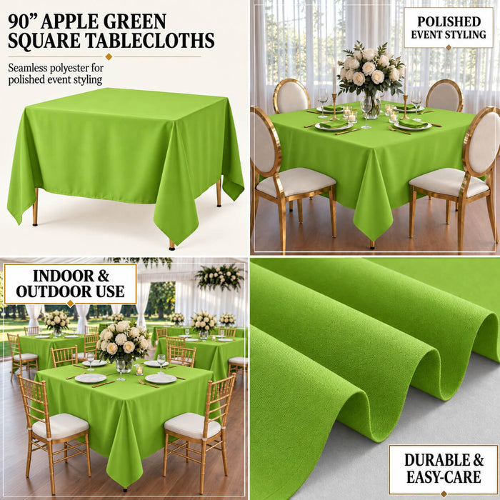 Apple Green Polyester Square Tablecloth for Indoor & Outdoor Use