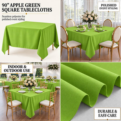 Apple Green Polyester Square Tablecloth for Indoor & Outdoor Use