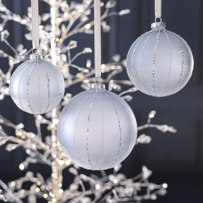 Powder Blue Frost Glass Ball Ornament