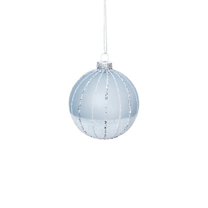 Powder Blue Frost Glass Ball Ornament