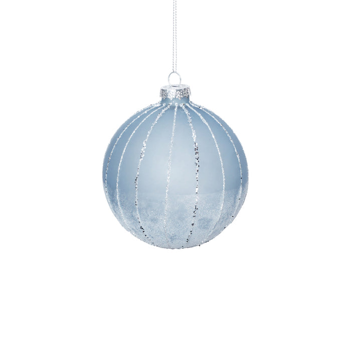 Powder Blue Frost Glass Ball Ornament