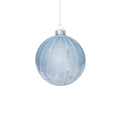 Powder Blue Frost Glass Ball Ornament