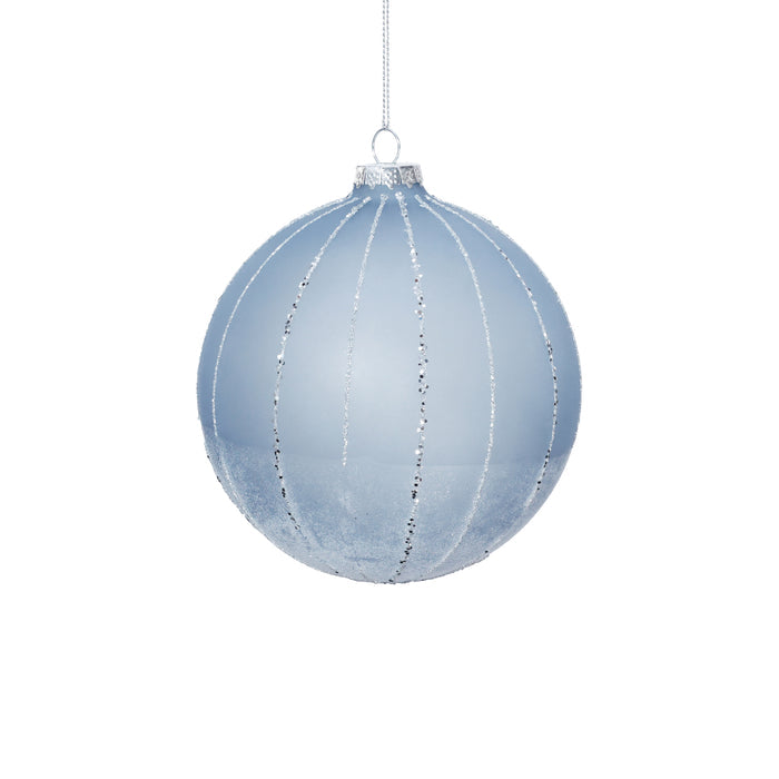 Powder Blue Frost Glass Ball Ornament
