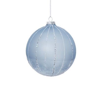 Powder Blue Frost Glass Ball Ornament