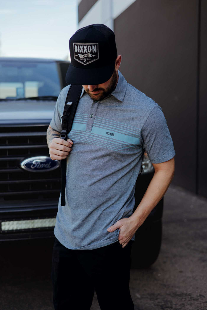 Premium Polo - Blue Stripe / Heathered Teal