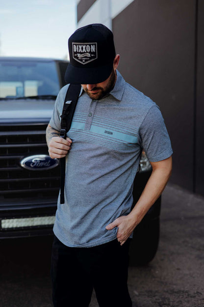 Premium Polo - Blue Stripe / Heathered Teal