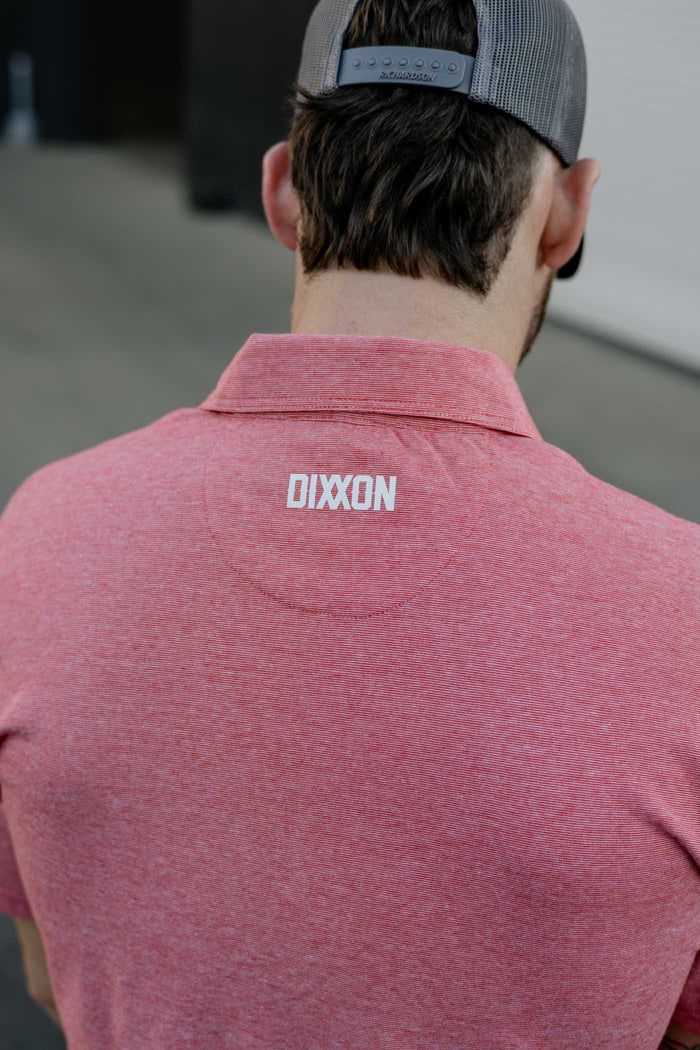 Premium Polo - White Stripe / Heathered Red