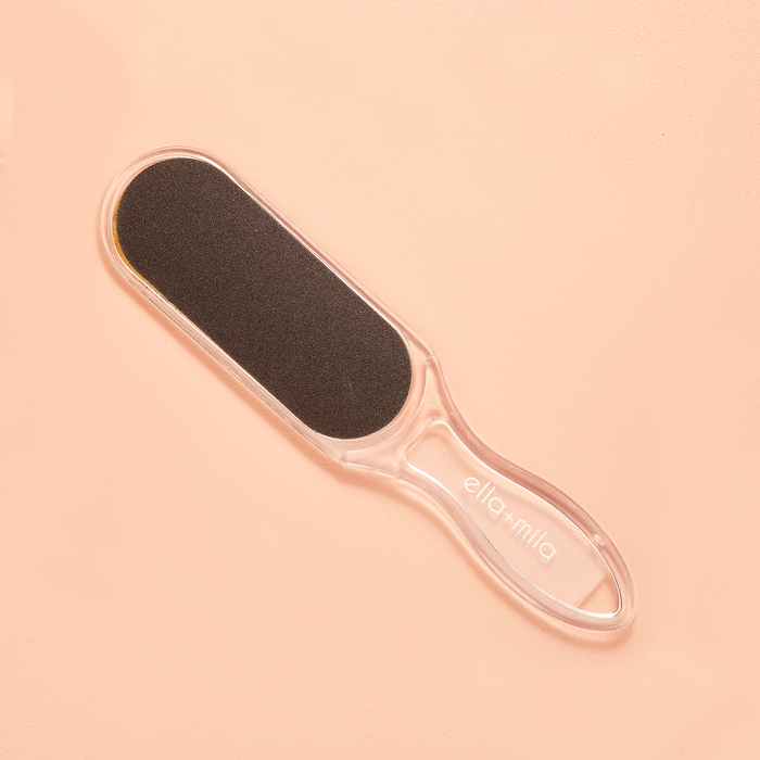 Prime Mani and Pedi Kit dual-sided foot file on a peach background