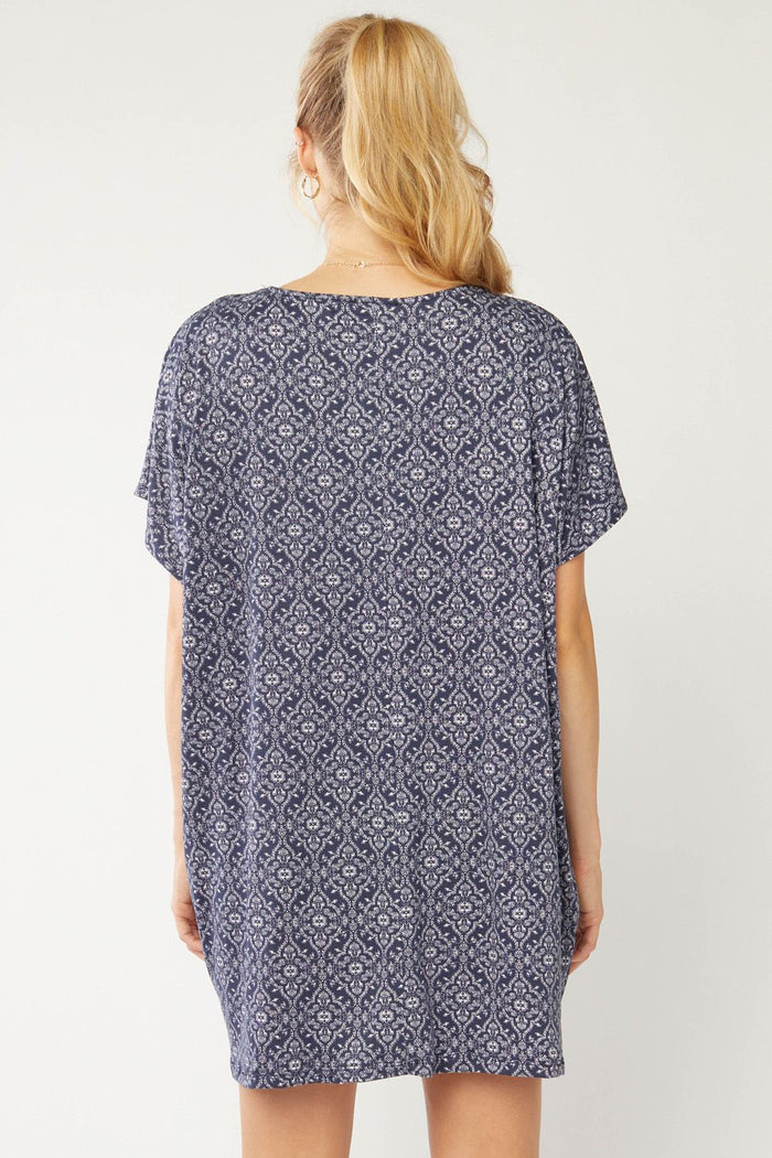 Printed V-neck Dress