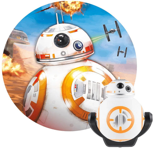 BB-8 Star Wars LED night light featuring droid and space battle scene with ships
