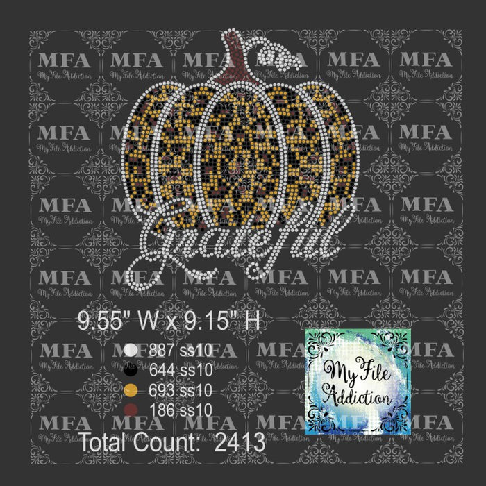 Pumpkin Leopard Print Grateful Rhinestone Digital Download File