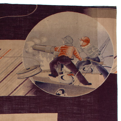 Rare Whaling Cotton Textile Panel
