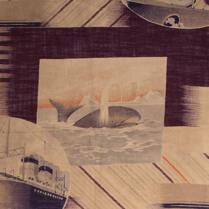 Rare Whaling Cotton Textile Panel