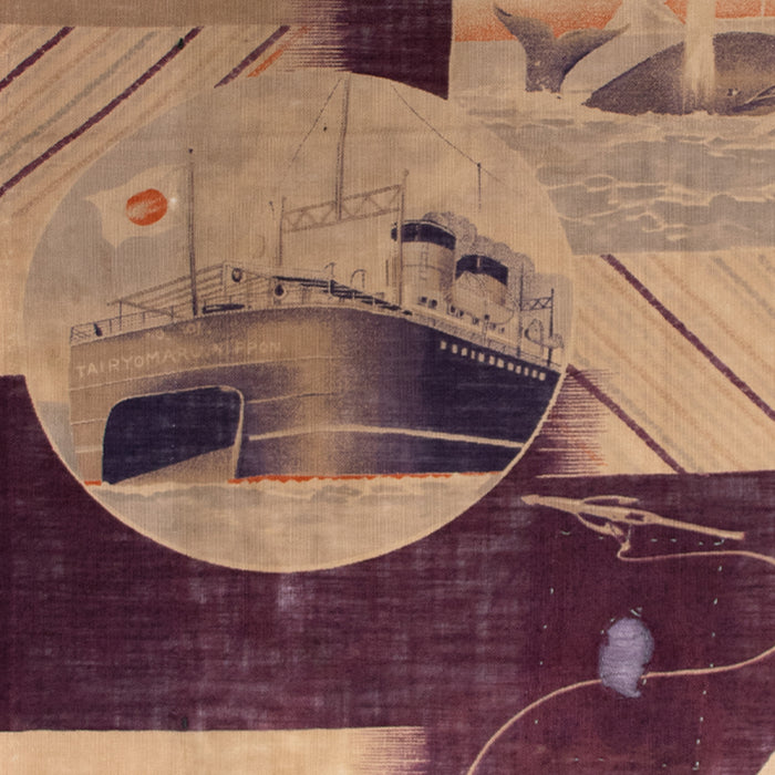 Rare Whaling Cotton Textile Panel