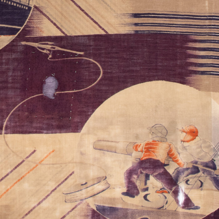 Rare Whaling Cotton Textile Panel