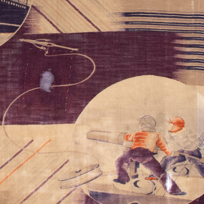Rare Whaling Cotton Textile Panel