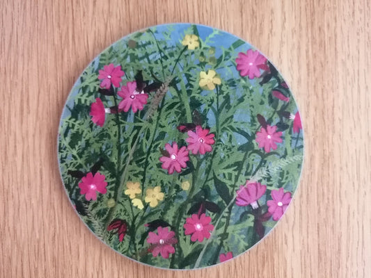 'Red Campion' round coaster by Lizzie Spikes