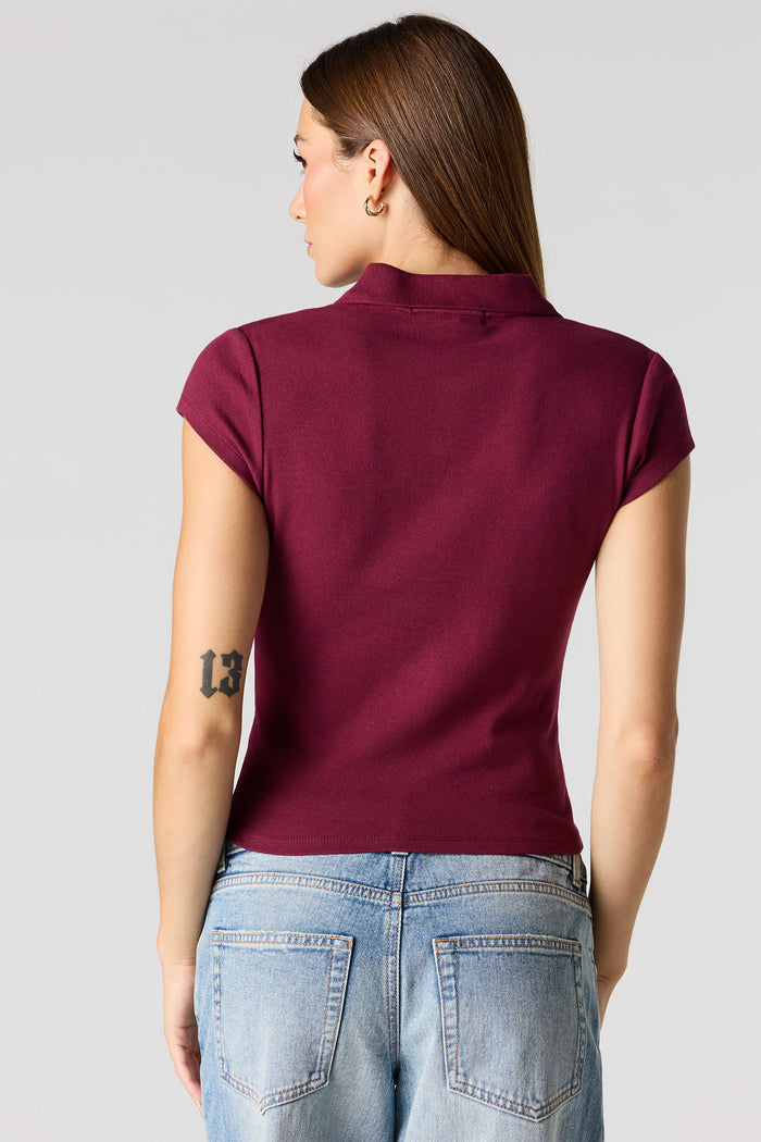 Ribbed Button-Up Classic Top