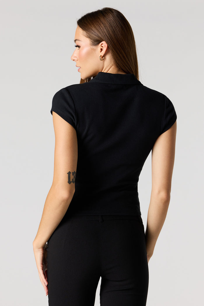 Ribbed Button-Up Classic Top